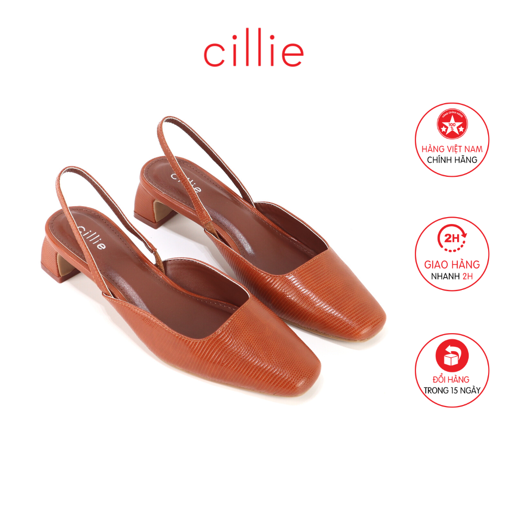 Giày sandal nữ thời trang bít mũi hở hậu gót xéo 3cm đi làm đi chơi Cillie 1062