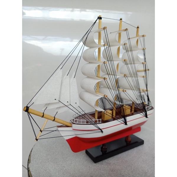 Mô hình thuyền phong thủy - Thuyền gỗ Le Blem dài 28cm -35cm - Buồm vải trắng -