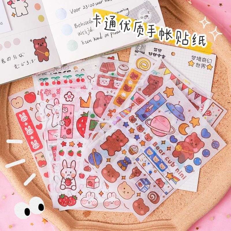 Set 4 tấm nhãn dán sticker dễ thương sáng tạo trang trí dễ thương phong các Hàn Quốc INS ST81