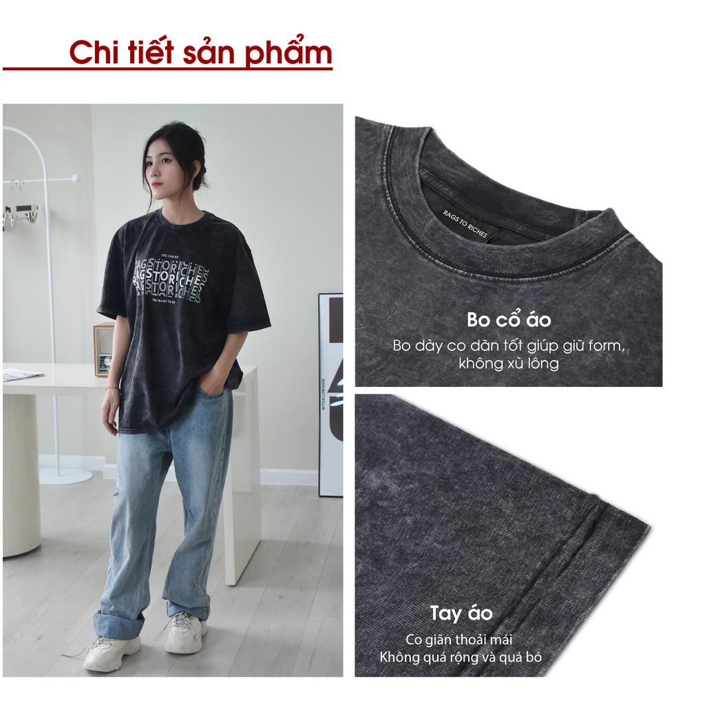 Áo Thun Nữ Cao Cấp Wash17 RAGS TO RICHES CAPARIES - Form rộng Unisex Cotton 4 chiều Chống Nhăn Cổ tròn Cao Cấp - Hàng Chính Hãng