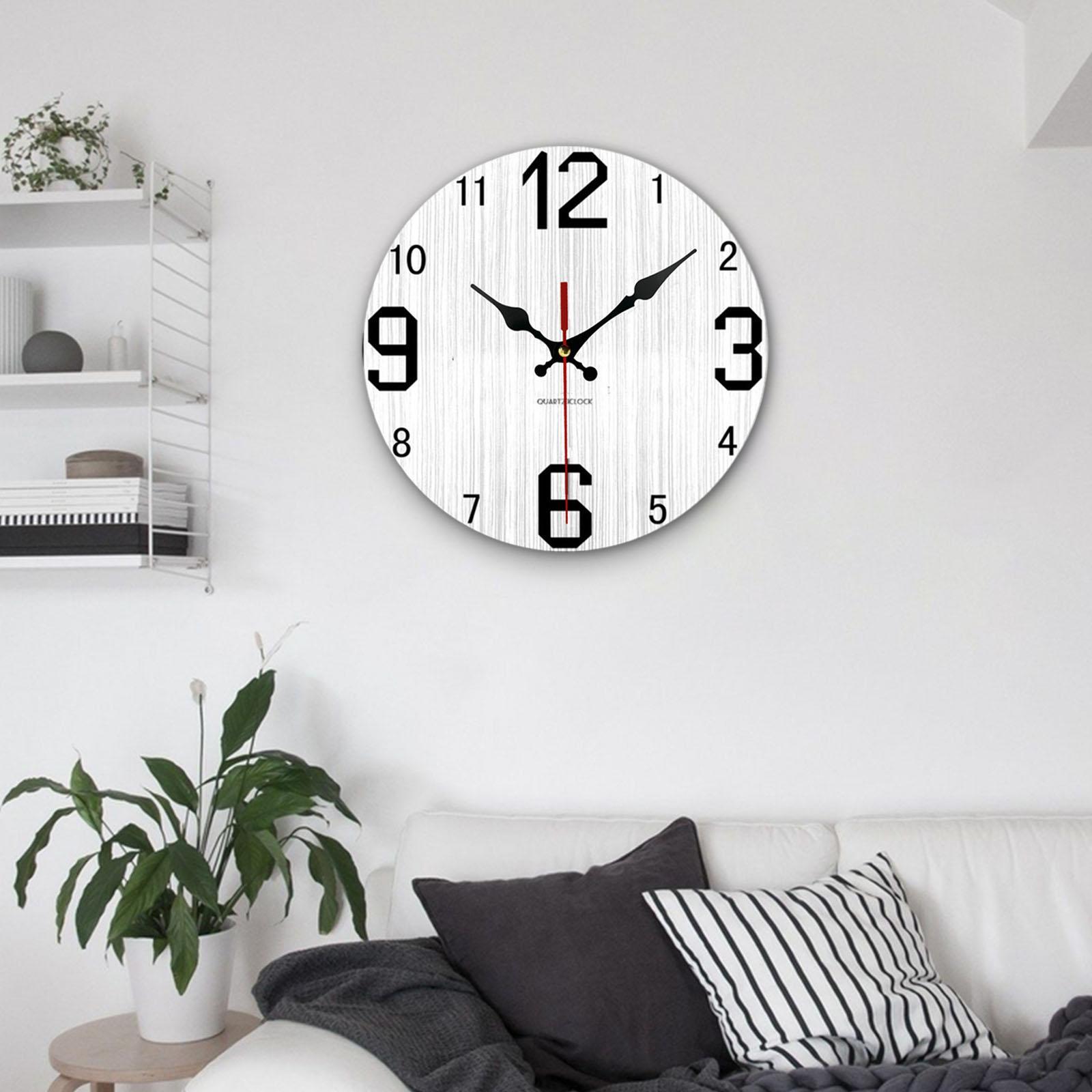 Wood Wall Clock 12inch Decorative Quartz Clocks for Bedroom Living Room Home