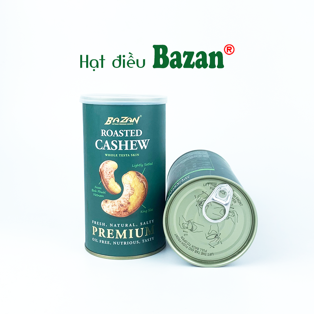 Hạt điều rang muối Bazan Bình Phước nguyên hạt dinh dưỡng A+ loại 1 hộp 225g cao cấp
