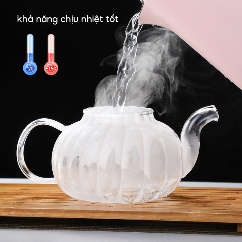 Bộ Ấm Pha Trà Thủy Tinh 6 Chén Chịu Nhiệt Có Lõi Lọc - PH668