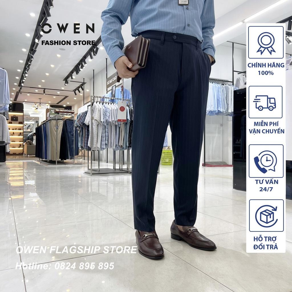 OWEN - () Quần âu nam công sở dáng Slimfit màu navy kẻ sọc mã QS20678L0