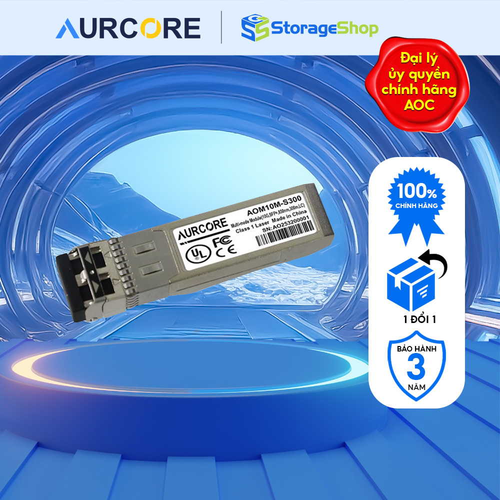 Module quang AurCore 10GBASE-SR SFP+ 850nm 300m AOM10M-S300 Hàng chính hãng
