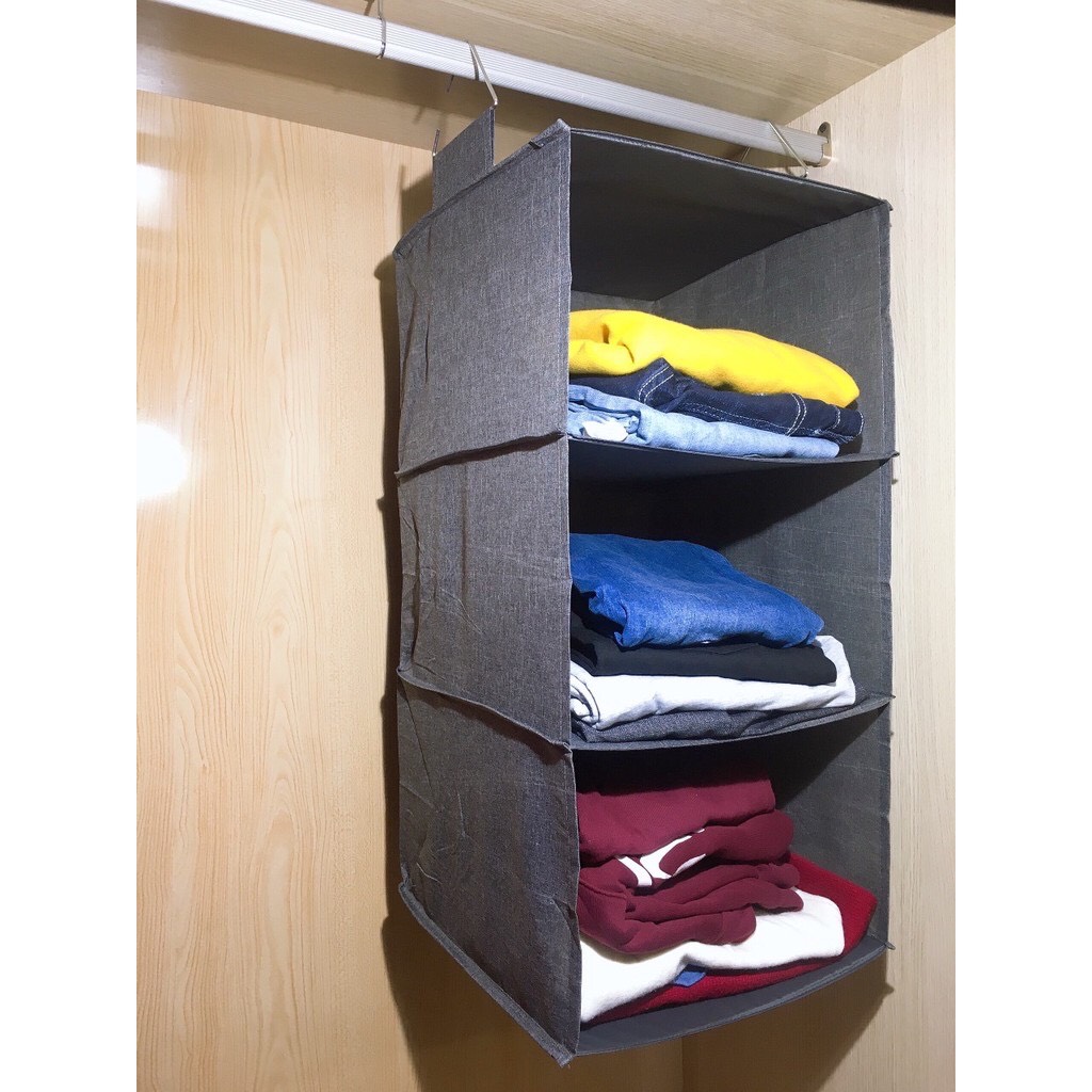 Tủ treo xếp quần áo 4 tầng hàng Việt Nam phong cách tiện gọn, dễ tìm chất vải oxford 300D màu ghi