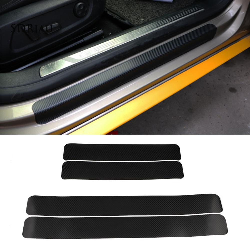 Set 4 Miếng Dán Carbon Bảo Vệ Bàn Đạp Cửa Xe Ô Tô Kèm Phụ Kiện