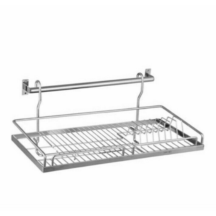 KỆ CHÉN DĨA TREO TƯỜNG 1 TẦNG INOX ĐẶC 304