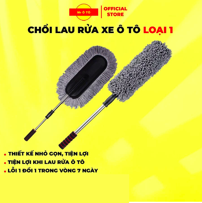 Chổi Rửa Xe Ô Tô Sợi Mềm Có Thể Điều Chỉnh Độ Dài Ngắn Tiện Lợi Phủi Bụi Nóc Xe Hơi Chuyên Dụng MR.ÔTÔ CDT001