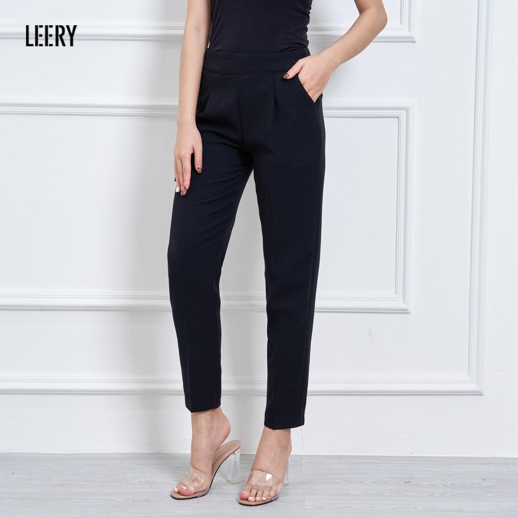 Quần baggy đen, thiết kế lưng chun VNXK QD16DEN