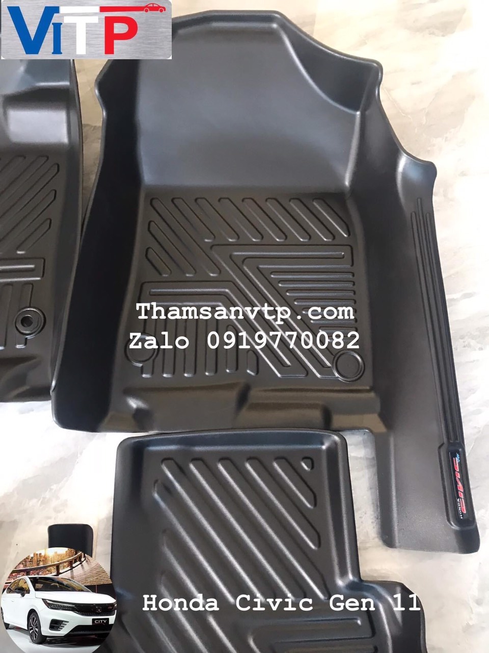 Thảm sàn ViTP Honda Civic Gen 11 Full Tràn Viền Bậc Cửa