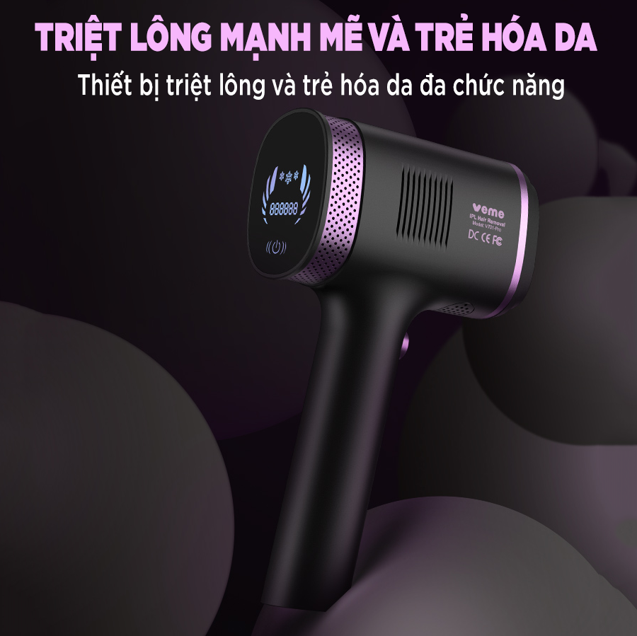 Máy Triệt Lông Bikini VEME V700-PRO, Máy Triệt Lông Vĩnh Viễn Mini Đa Năng Trẻ Hóa Da Vô Hạn Xung Công Nghệ IPL Mới Nhất