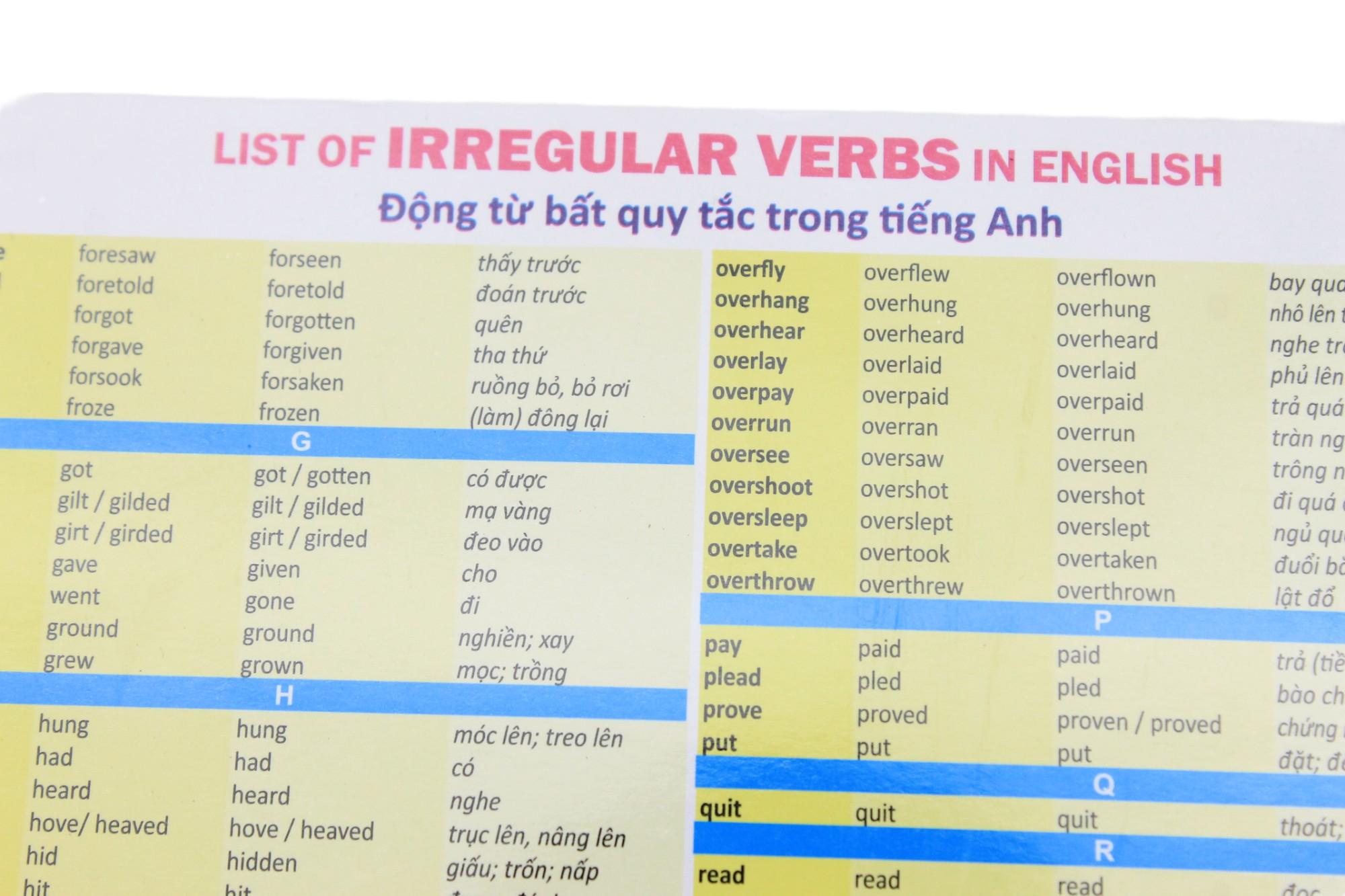 Sách - Bảng Động Từ Bất Quy Tắc Trong Tiếng Anh