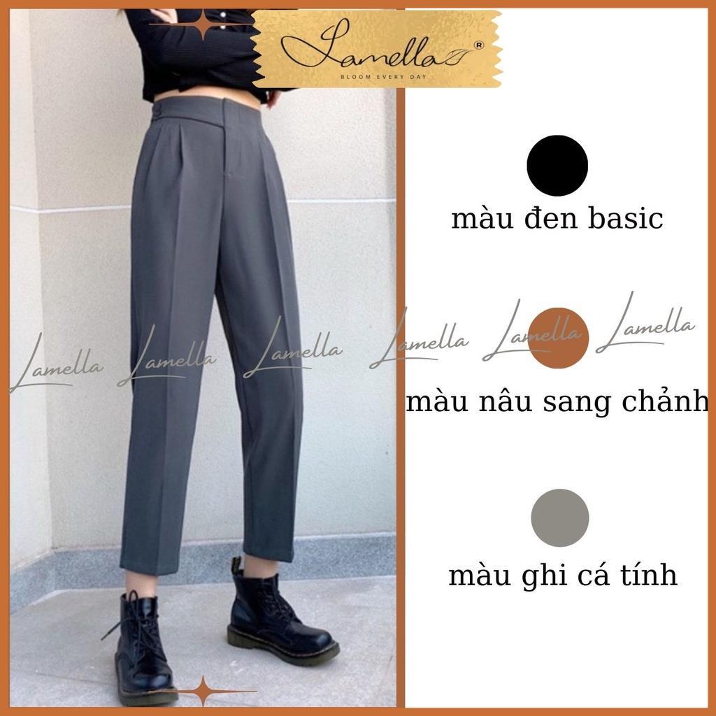 Quần baggy nữ lưng chun 2 khuy, quần tây nữ công sở lưng cao ống rộng đi học bigsize LAMELLA BG02