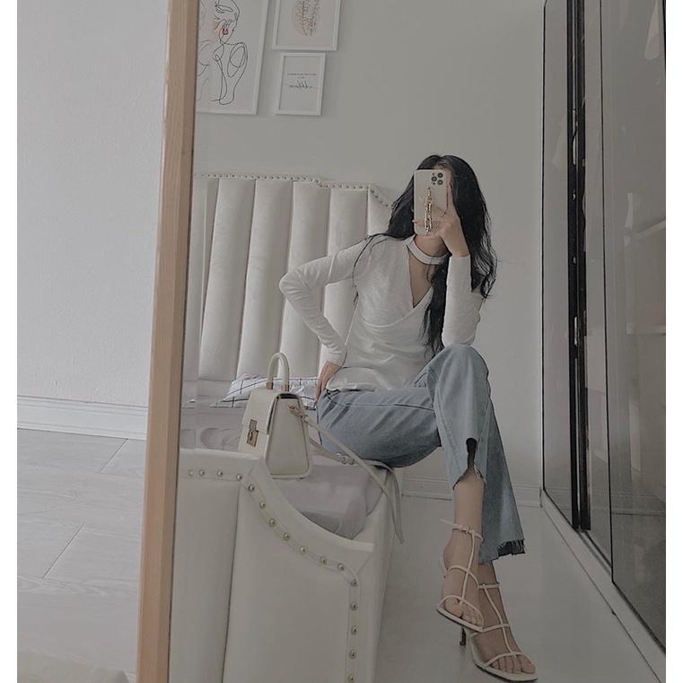 Áo len tăm cổ choker