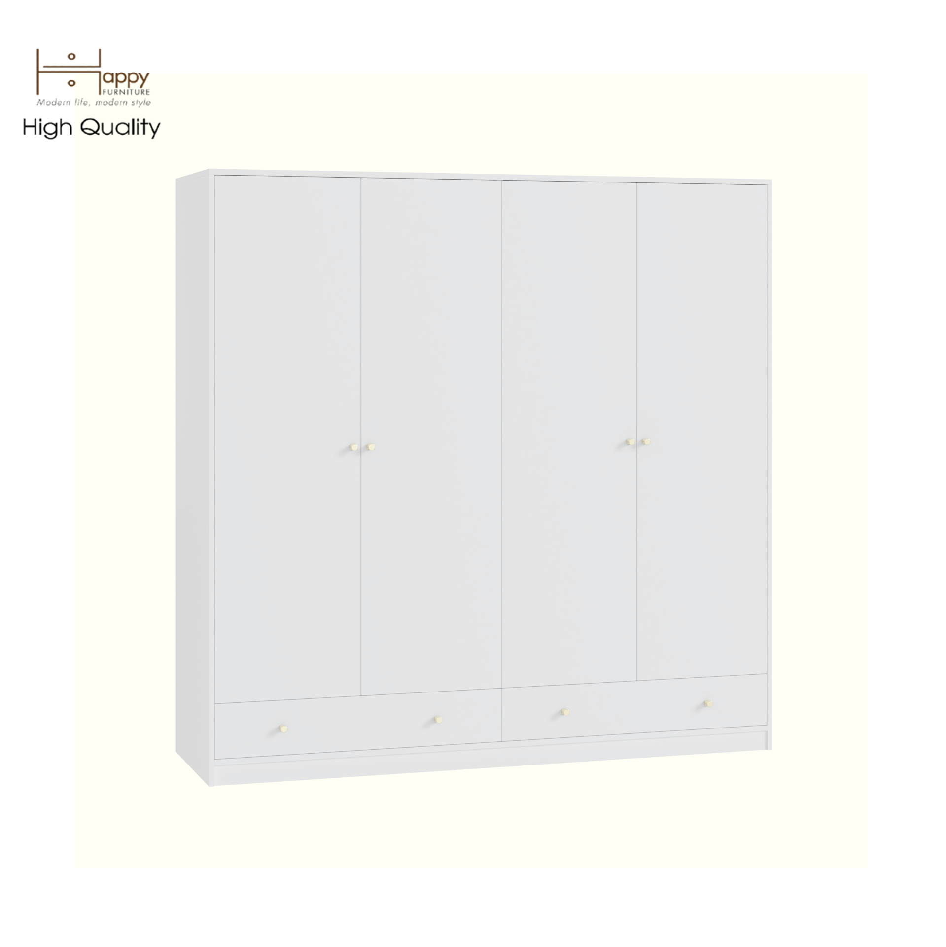 HAPPY FURNITURE , Tủ quần áo 4 cửa mở 2 ngăn kéo - HAPPI, TCM_233 , 180cm x 54cm x 180cm DxRxC