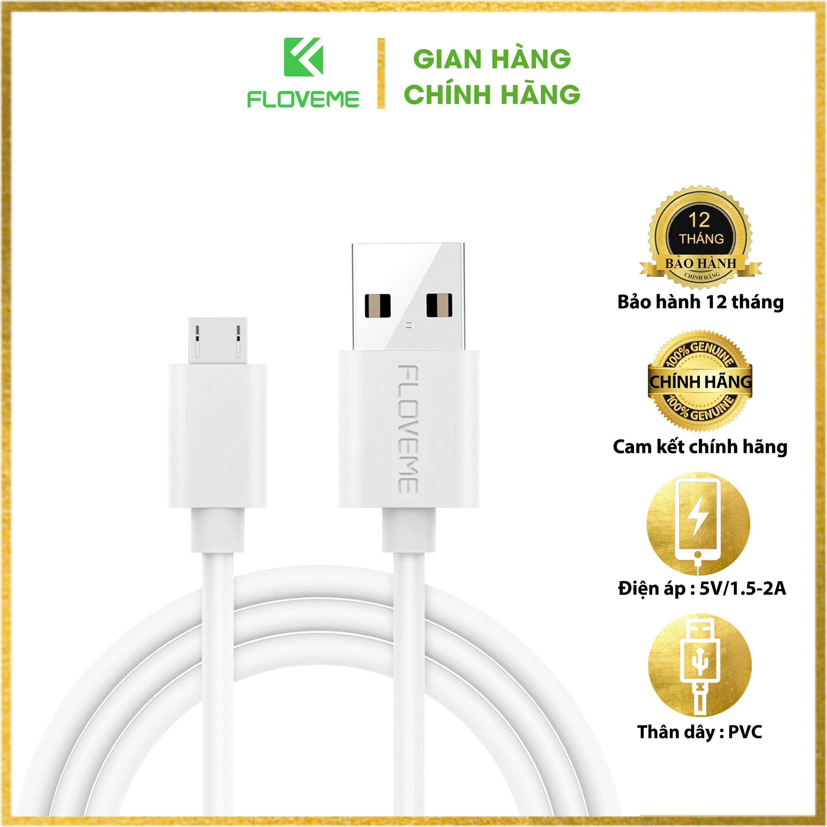 Flomi / Floveme phù hợp với cáp dữ liệu bốn lõi Android Đầu hợp kim nhôm dài 30cm1m2m3m cáp sạc điện thoại di động - Hàng chính hãng