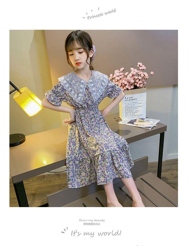 DONGSHOP HOT Cô gái ăn mặc mùa hè trang phục mùa hè 2022 tây váy công chúa cô gái hoa đầm đầm chiffon váy mùa hè