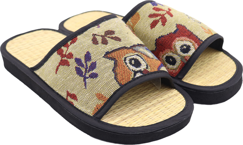 Dép thổ cẩm cú mèo truyền thống Việt Nam bằng chiếu cói hương quế mang trong nhà, văn phòng và du lịch