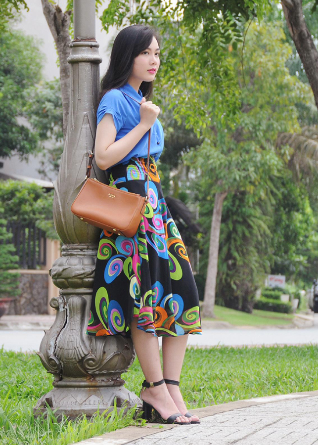 Chân Váy Nữ Xòe Họa Tiết F’Amor