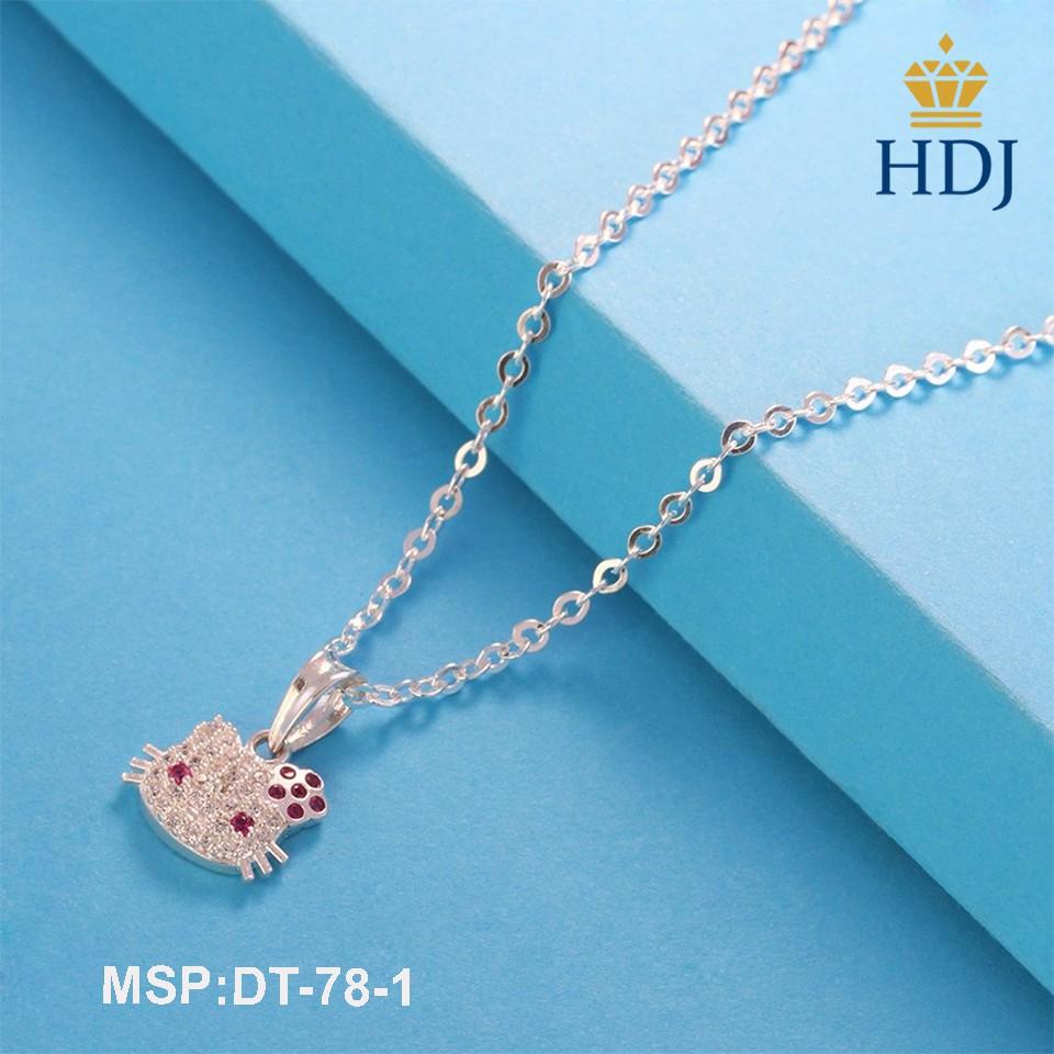 Dây chuyền bạc, vòng cổ cho bé  hình Hello Kitty đính đá đẹp trang sức  HDJ mã DT-78-1