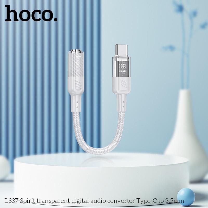 Dây cáp chuyển đổi âm thanh 3.5 Hoco LS37 Spirit cho tai nghe USB, Type C to 3.5 hàng chính hãng - USB ra 2 cổng 3.5