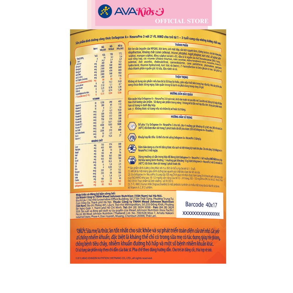 Sữa bột Enfagrow A+ Neuropro số 3 vị nhạt dễ uống 830g (1 - 3 tuổi)