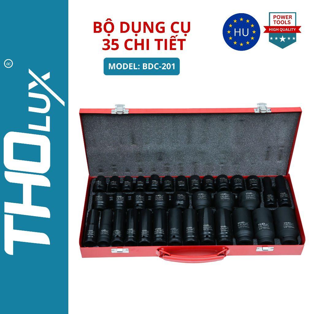 Bộ khẩu tuýp vặn ốc, mở bulong 1/2 inch-35 chi tiết thép đen cr-mo Tholux