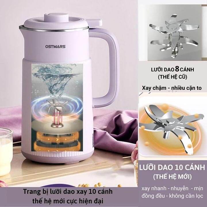 Máy làm sữa hạt 800ml, Máy nấu sữa hạt mini đa năng 600W có chế độ hẹn giờ, giữ nhiệt cao cấp PBJ-001