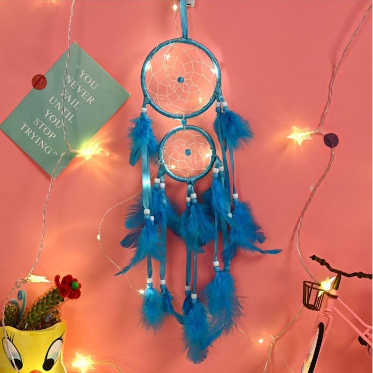 Bùa bắt giấc mơ, dreamcatcher , chuông gió trang trí 2 tầng gắn lông vũ trang trí