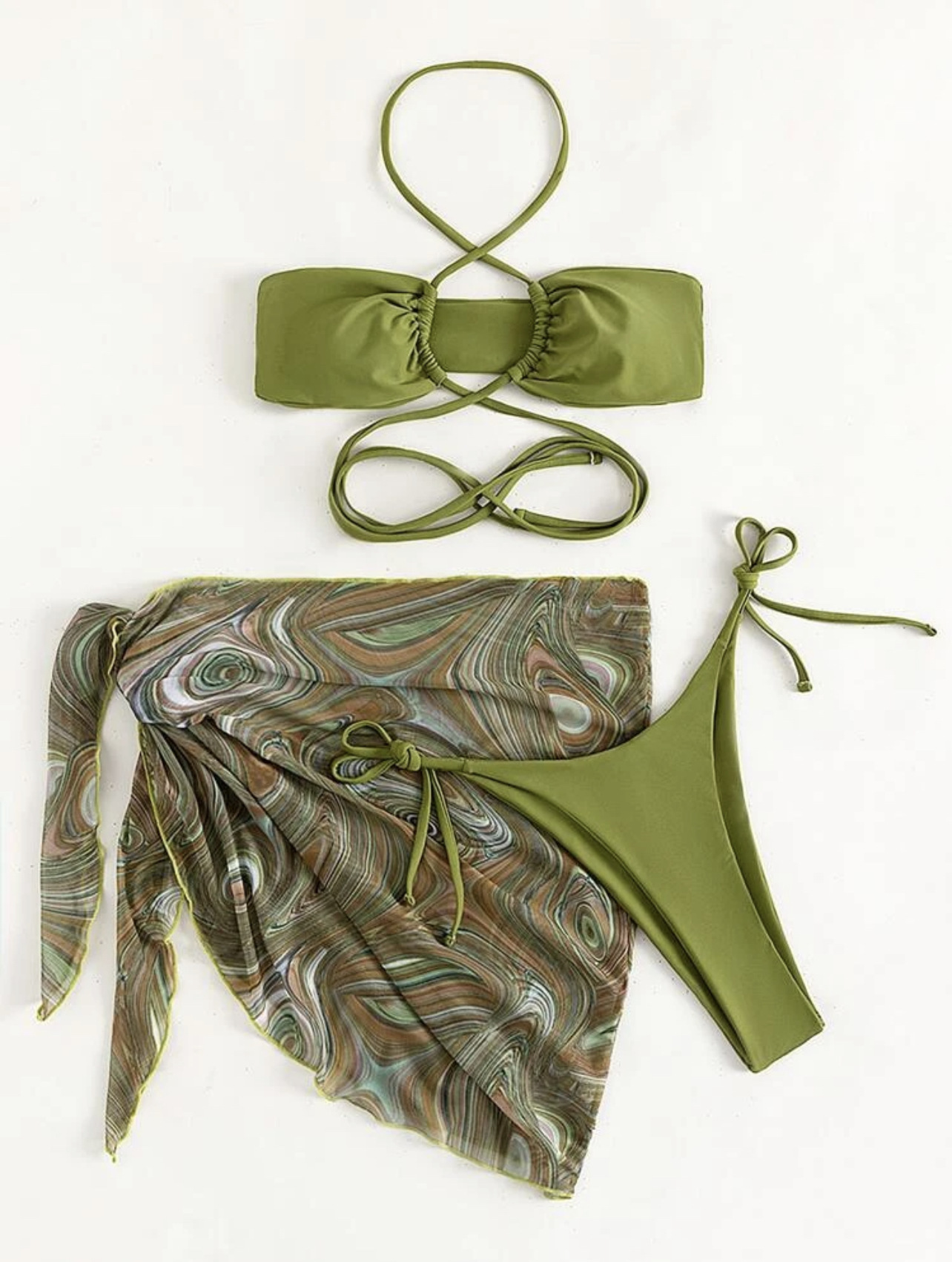 Bộ đồ bơi mới Sexy Velvet Vải co giãn đầy đủ ba mảnh