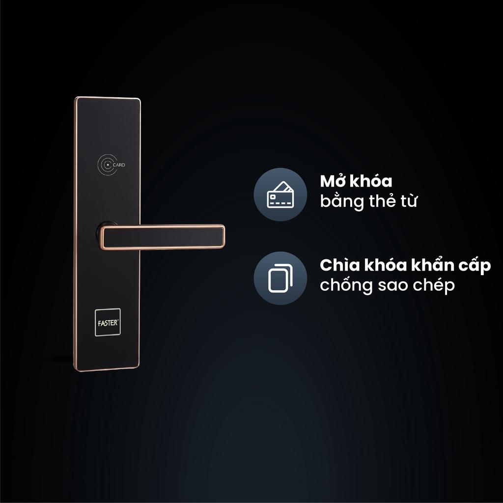 Khóa thông minh Tích hợp Đầu Đọc Thẻ HFS6080 GL FASTER mở bằng thẻ từ, mật mã an toàn cho hộ gia đình