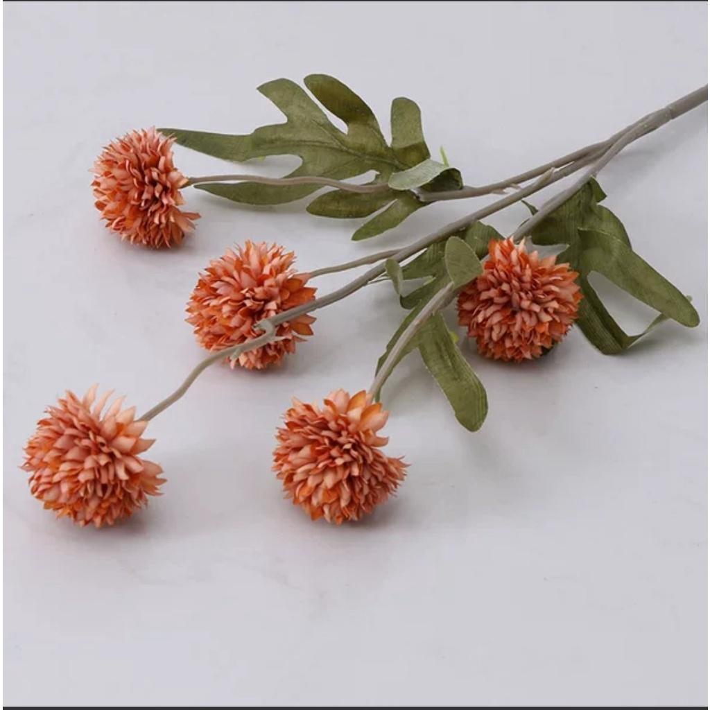 Hoa giả, cành hoa tiểu cúc vạn thọ 5 bông 65cm trang trí nhà cửa, quầy lễ tân, để bàn màu vintage Flowermini C-05