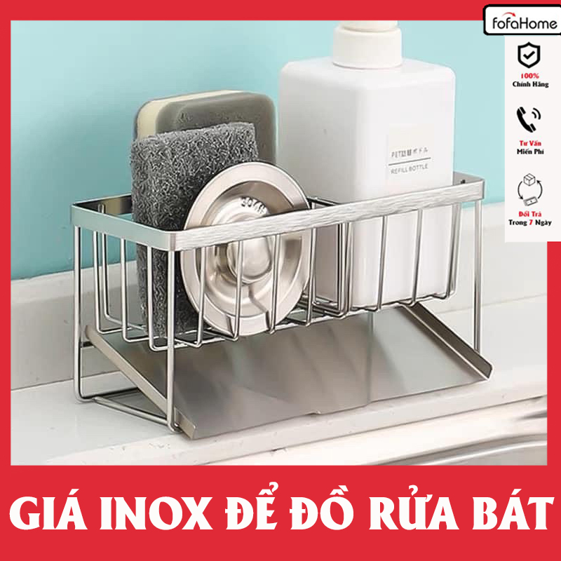 Kệ 2 Ngăn Để Bồn Rửa Chén Có Khay Hứng Giỏ Để Rẻ Rửa Bát Có Khay Hứng Nghiêng Chống Đọng Nước Tiện Lợi