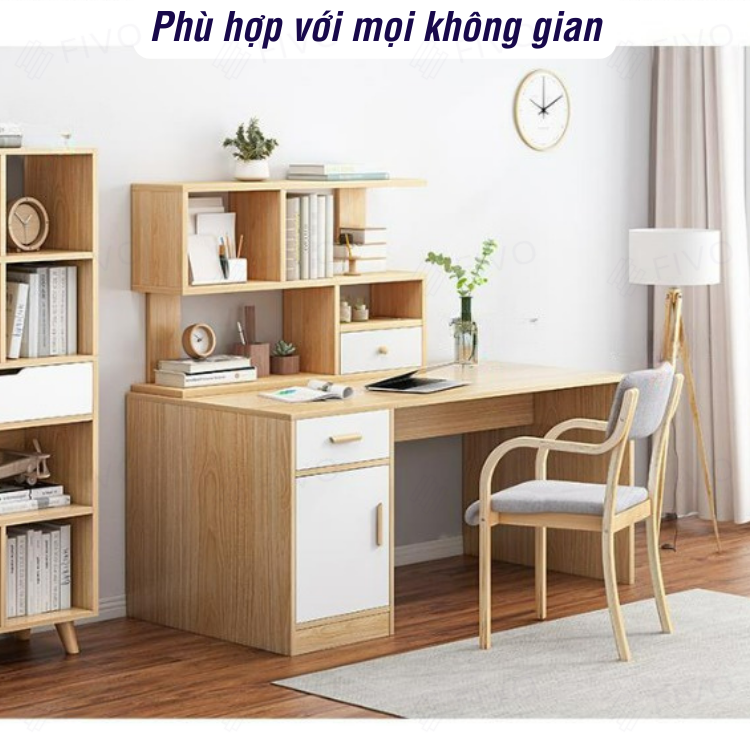 Kệ Giá Sách Gỗ Mini Để Bàn Hoặc Treo Tường FIVO Mẫu FB20, Lắp Ráp Dễ Dàng Gỗ MDF Phủ Melamine Chống Thấm Bề Mặt