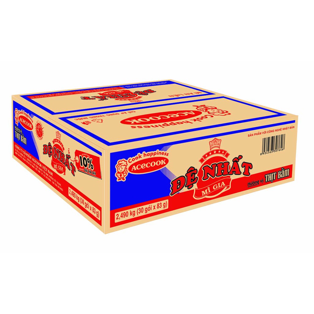 Thùng 30 Gói Mì Đệ Nhất Thịt Bằm (83g x 30 Gói)
