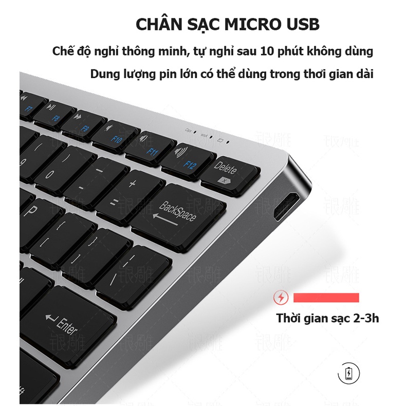 Bộ Bàn Phím Và Chuột Không Dây Vinetteam KB-01 Bàn Phím Bluetooth Mini Dành Cho Điện Thoại Laptop Ipad – Hàng Chính Hãng