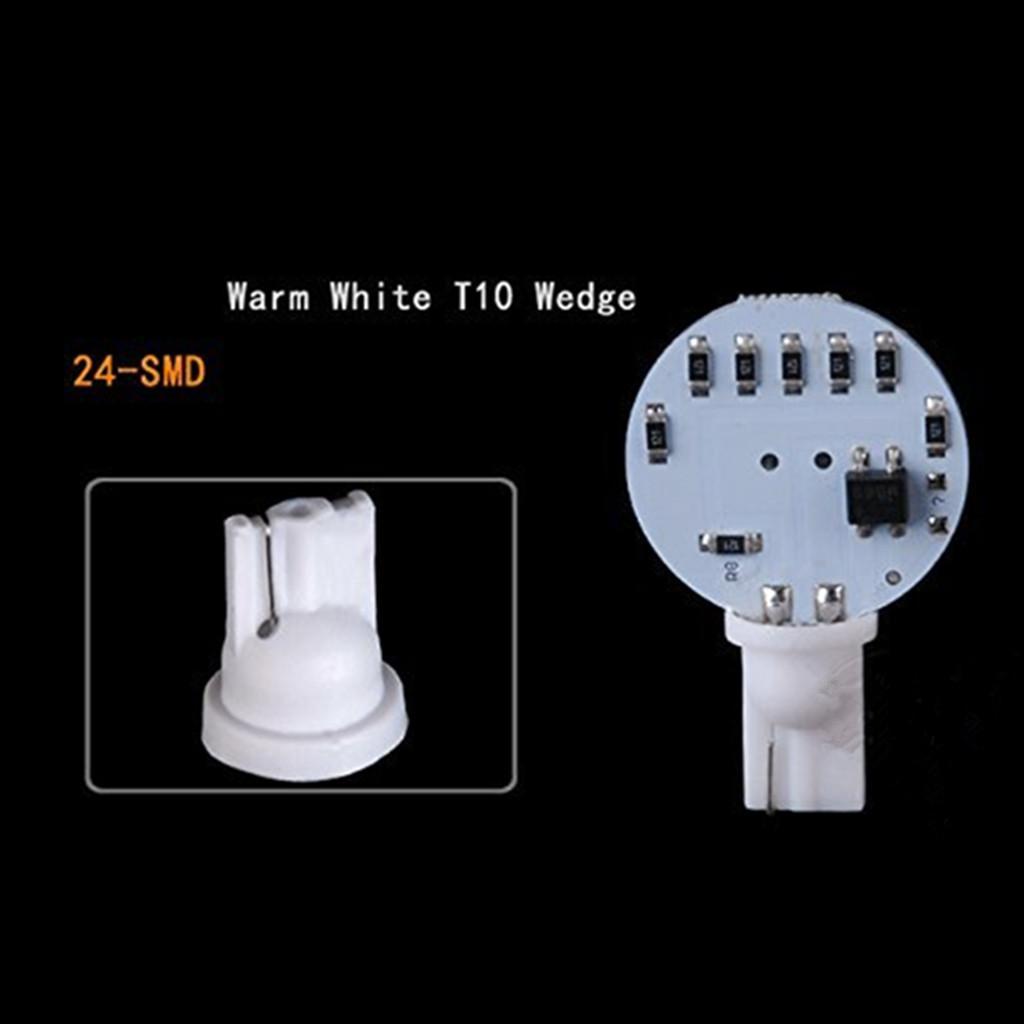 10x Super Bright 4.8W Warm White T10 1210 Car Wedge 24SMD LED Light Bulb 12V Auto Garden Light Bulb Tent Camp