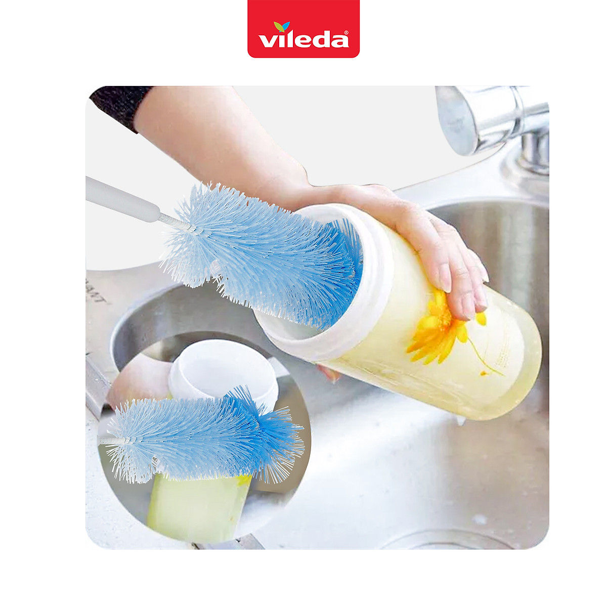 Dụng cụ cọ rửa bình sữa, chai, lọ, cốc Vi Lê Đa TSU156198 hàng Đức