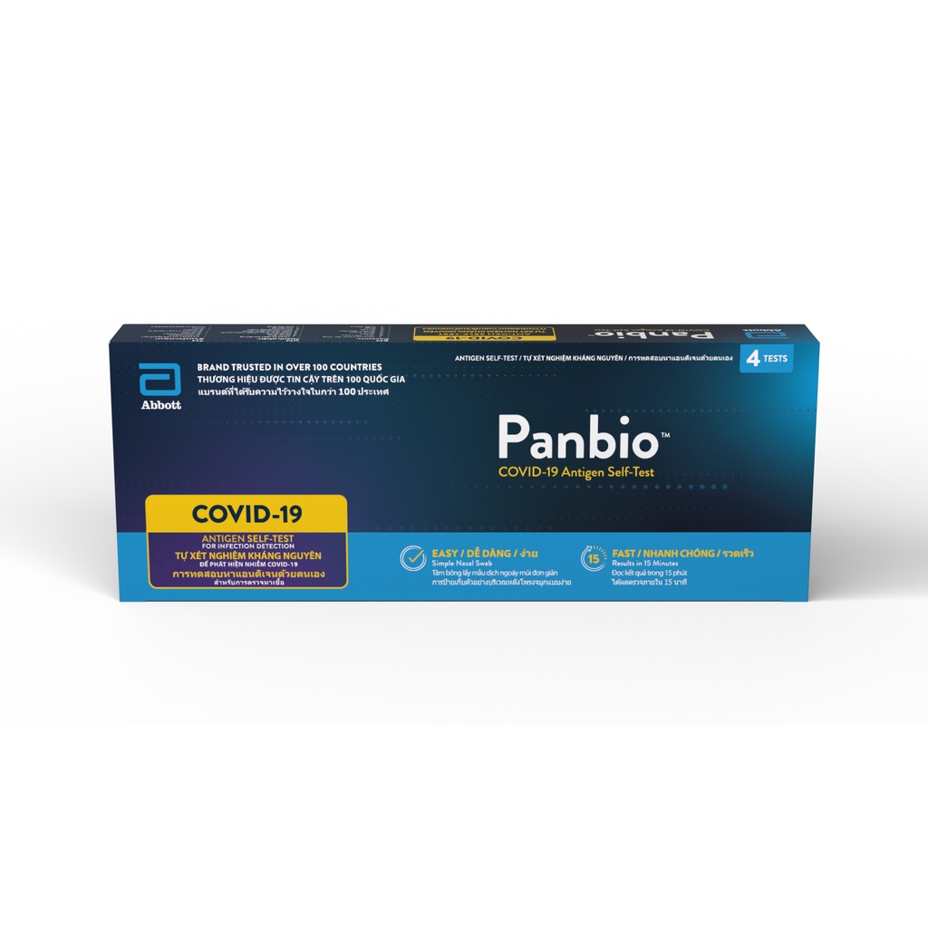 Abbott Panbio Bộ dụng cụ xét nghiệm nhanh - Hộp 4 que test