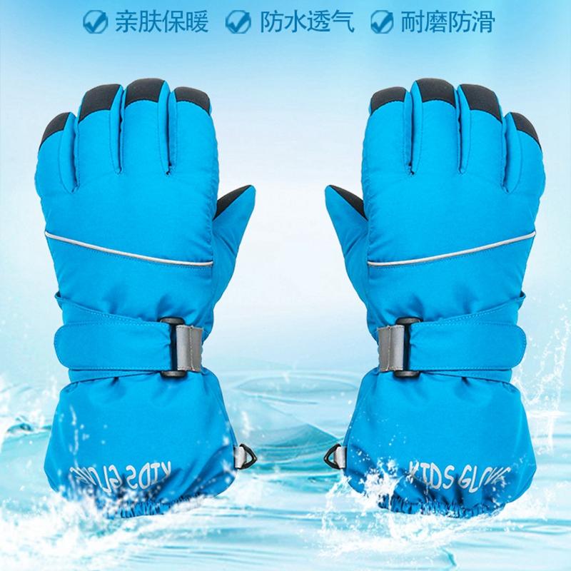 Thể Thao Ngoài Trời Chống Thấm Nước Cho Bé Trẻ Em Trượt Tuyết Găng Tay Đen Cho Bé Mùa Đông Ấm Full Ngón Tay Bé Trai Màu Xanh Bé Gái Tuyết Ván Trượt Tuyết Găng Tay