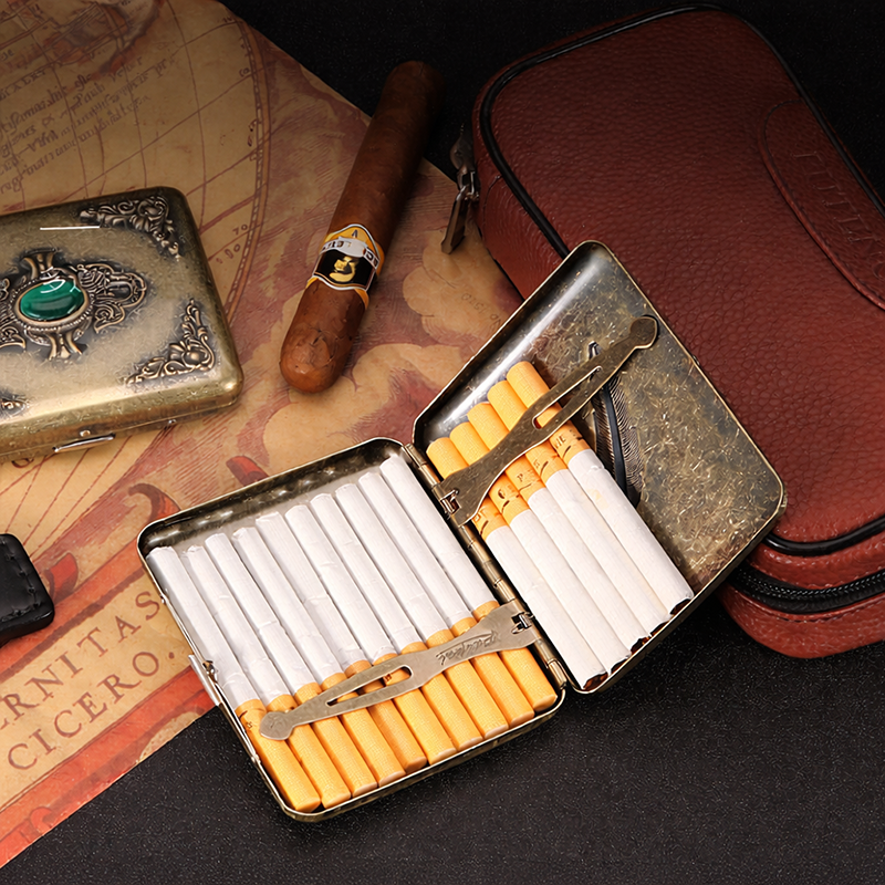 Hộp Đựng Thuốc 20Đ Lớn Ngắn Đính Ngọc Lục Thạch Cổ Điển