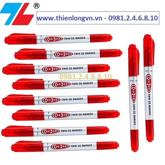 Hộp 10 cây bút lông dầu Ceedee Thiên Long; PM-04 mực đỏ