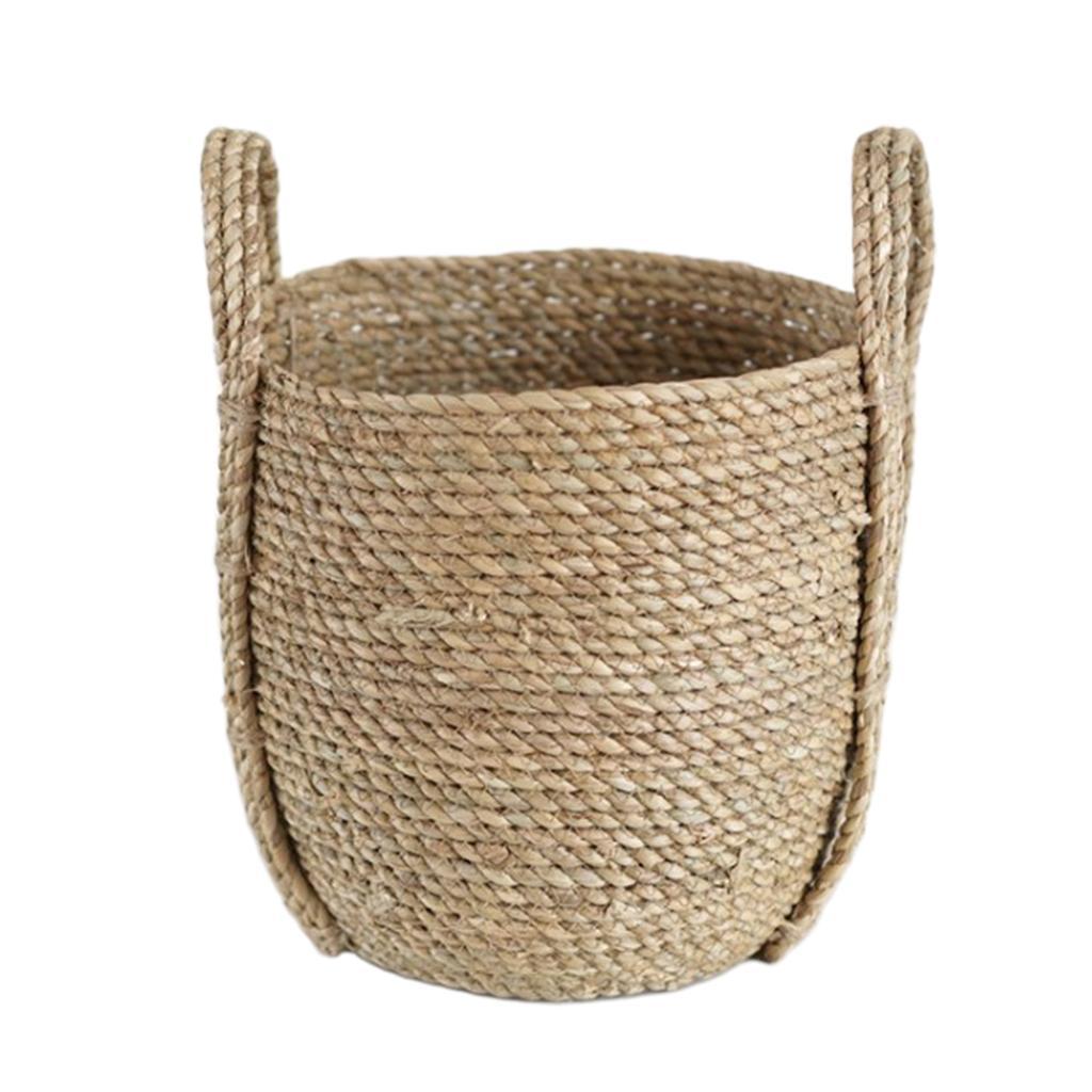 Garden Flower Pot Planter Basket Straw Woven Storage Basket Household Bag S