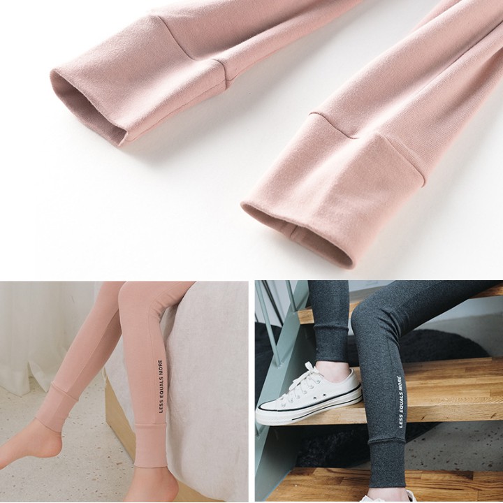 Quần legging nữ Less Equals More dài nâng mông lưng cạp cao giữ nhiệt leggin thun ôm bó vải dày dặn