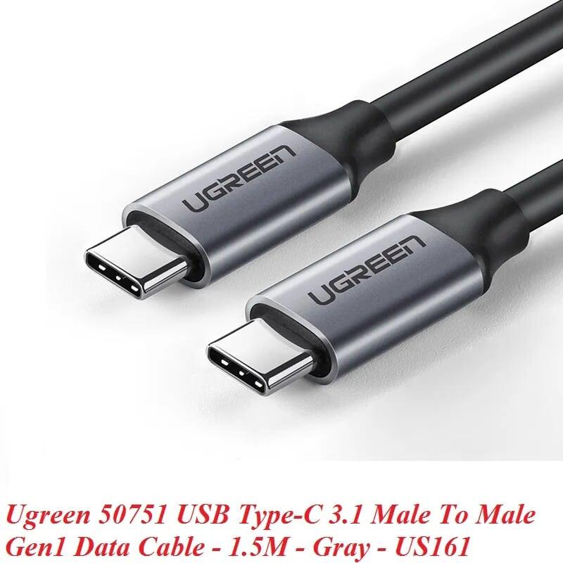 Ugreen UG50751US161TK 1.5M màu xám Dây USB Type-C - HÀNG CHÍNH HÃNG