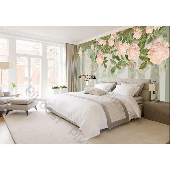 Tranh dán tường Bức tường hoa hồng cổ điển, tranh dán tường 3d hiện đại MS1323156