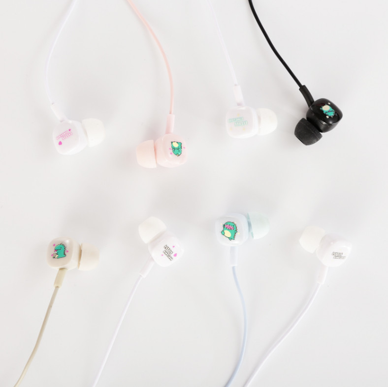 Bộ Tai Nghe Và Hộp Đựng Hàn Quốc Khủng Long (In - Ear) Cực Cute - Có Mic Đàm Thoại