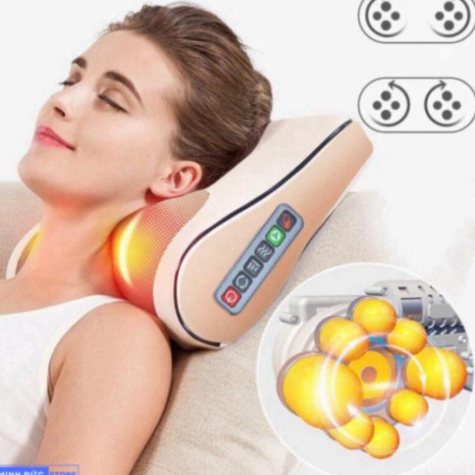 ( Loại 1) Gối massage cổ vai gáy, máy massage hồng ngoại 20 bi cao cấp hỗ trợ mát xa toàn thân