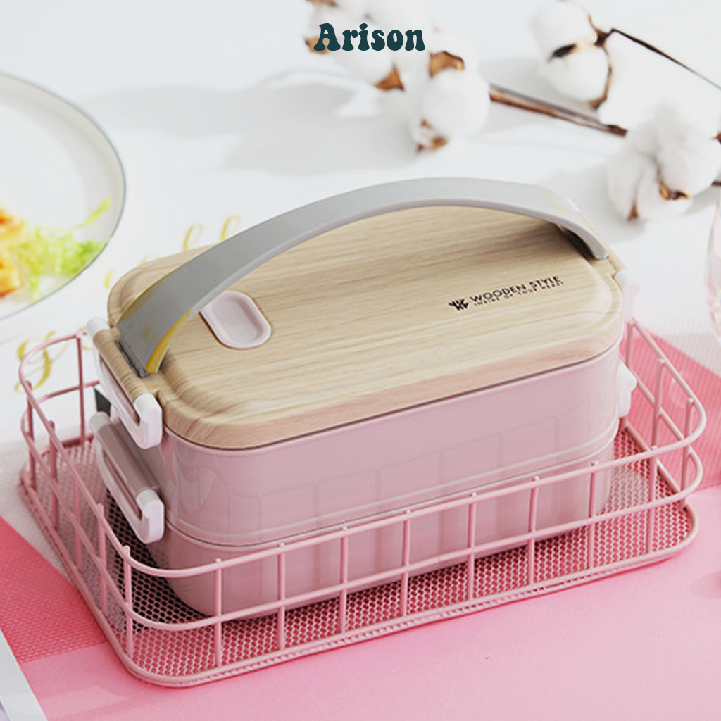 Hộp Đựng Cơm Văn Phòng 2 Tầng Lõi Rời Bằng Inox 304 Dung Tích 1600ml Thiết Kế Hiện Đại HC01